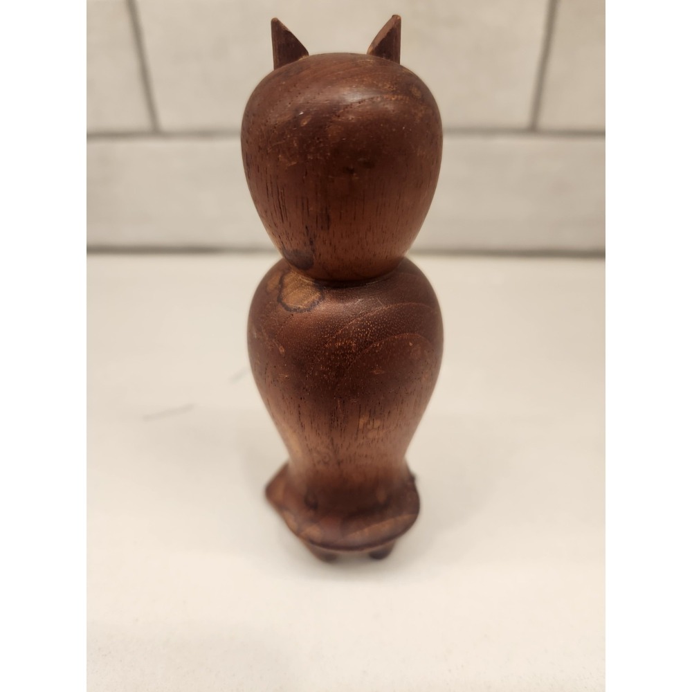 Vintage Laurids Lonborg Wooden Owl Figurine MCM Carved Teak Danish Eames Era 5" - Picture 5 of 11